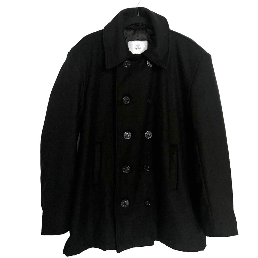 Black Wool Blend PeaCoat Size 40 Med